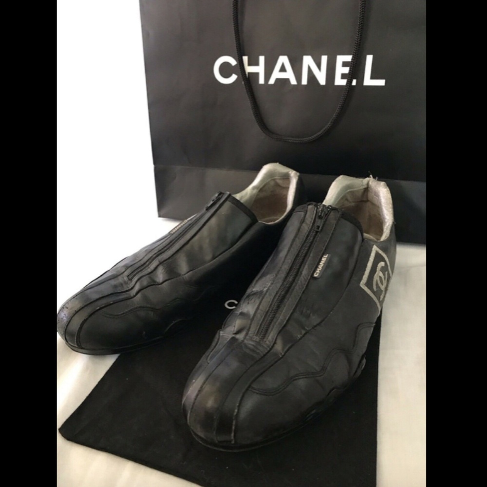 Chanel Women Shoes Sport Sneakers Leather Logo 39 - Picture 2 of 9